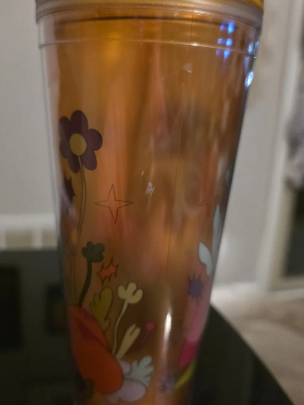 Colorful Illustrated Reusable Tumbler - Orange with Multicolor Artwork